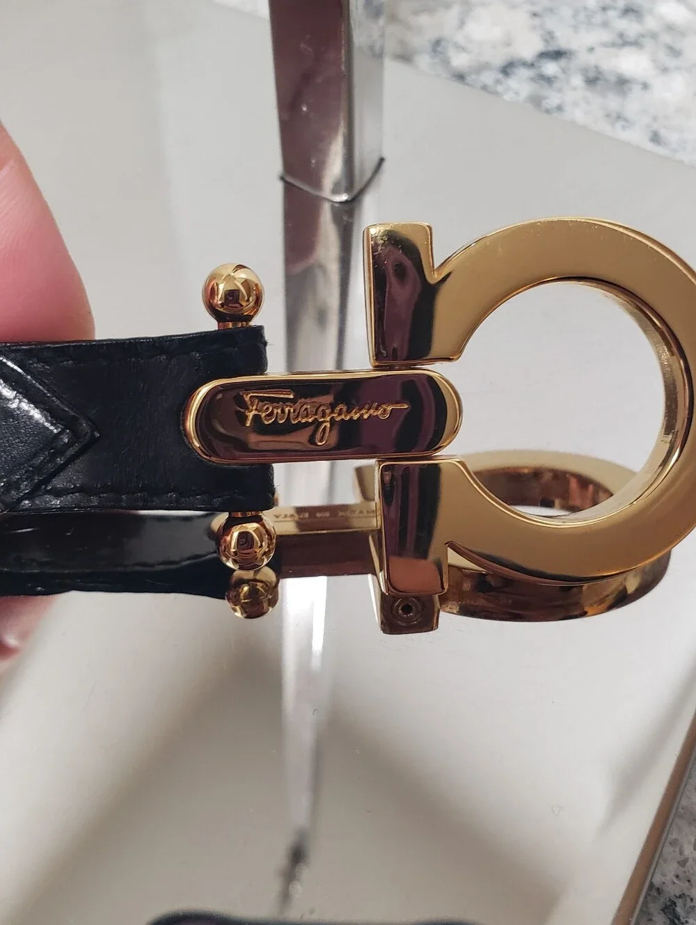 Salvatore Ferragamo Gancini Leather Keychain